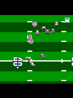 ファミコン「アメリカンフットボール タッチダウンフィーバー」のゲーム画面