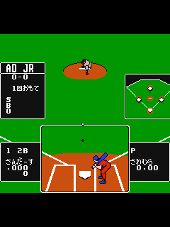 ファミコン「ベースボールスター めざせ三冠王」のゲーム画面