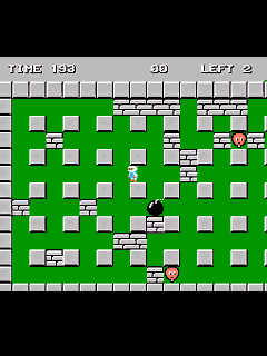 ファミコン「ボンバーマン」のゲーム画面
