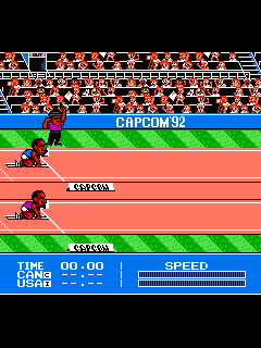 ファミコン「CAPCOMバルセロナ'92」のゲーム画面