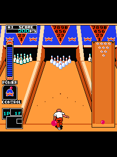 ファミコン「チャンピオンシップ ボウリング」のゲーム画面