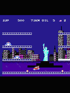 ファミコン「シティコネクション」のゲーム画面
