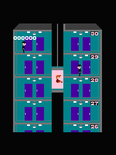 ファミコン「エレベーターアクション」のゲーム画面