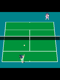 ファミコン「ファミリーテニス」のゲーム画面