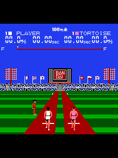 ファミコン「ファミリートレーナー ランニングスタジアム」のゲーム画面