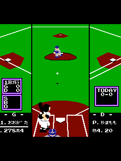 ファミコン「ファミスタ'91」のゲーム画面