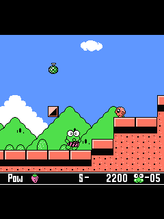 ファミコン「けろけろけろっぴの大冒険2 ドーナツ池はおおさわぎ！」のゲーム画面