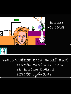 ファミコン「京都花の密室殺人事件（山村美紗サスペンス）」のゲーム画面