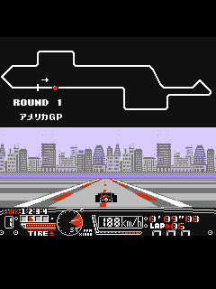 ファミコン「中嶋悟F-1ヒーロー2」のゲーム画面