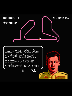 ファミコン「中嶋悟F-1ヒーロー」のゲーム画面