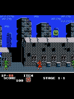 ファミコン「忍者クルセイダーズ 龍牙」のゲーム画面