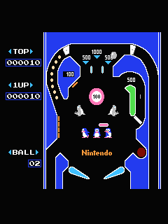 ファミコン「ピンボール」のゲーム画面