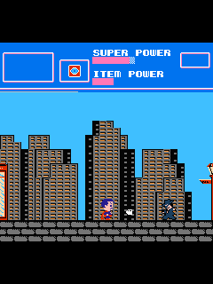 ファミコン「スーパーマン」のゲーム画面